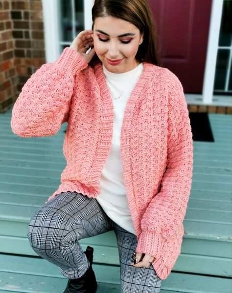 Wednesday Crochet, Crocheted Clothing, Crochet Cardigan Pattern Free, Crochet Cardigans, 4mm Crochet Hook, Color Block Scarf, Easy Crochet Stitches, Crochet Sweaters, Handmade Sweater