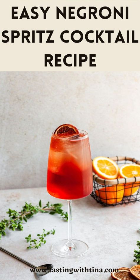 Negroni Spritz is an easy cocktail recipe that's refreshing and delicious! Sprits Cocktail, Italian Spritzer Cocktails, Gin Spritz Cocktail, Spritz Cocktail Recipes, Spritzer Cocktails, Italian Cocktail Recipes, Negroni Cocktail Recipe, French Meal, Spritz Cocktails