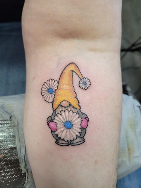 Gonk Tattoos, Gnomes Tattoos, Gnome Tatoos, Gnome Tattoos For Women, Gnome Tattoo Small Simple, Mushroom And Gnome Tattoo, Matching Gnome Tattoos, Gnomes Tattoo Ideas, Tiny Gnome Tattoo