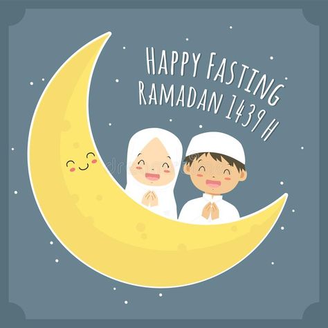 Ramadhan Greetings, Hampers Design, Bffs Pics, Happy Fasting, Poster Ramadhan, Islamic Illustration, Islamic Stickers, Muslim Greeting, Moon Cartoon