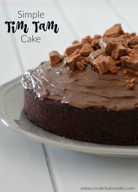 Easy Tim Tam Cake which can be made using just one bowl!! Both regular and Thermomix Instructions included. Party Activities For Toddlers, Tim Tam Cake, Tim Tam Cheesecake, Coconut Bake, Lolly Bar, Digger Cake, Australia Recipes, Bill Granger, Easy Cakes To Make