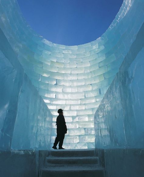 Steven Holl Architects, Jene Highstein · Oblong Voidspace · Divisare Ice Hotel, Steven Holl, Japanese Interiors, Ice Houses, Unusual Buildings, American Houses, Ice Sculptures, Linear Lighting, Building Structure