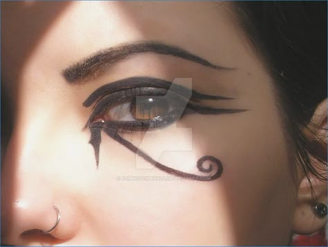 eye-of-horus-by-pammyschakall-on-deviantart-at-eye-of-horus-makeup Egyptian Eyeliner, Horus Design, Egypt Makeup, Egyptian Eye Makeup, Egyptian Eye Tattoos, Horus Tattoo, Egyptian Makeup, Eye Makeup Eyeliner, Egyptian Eye