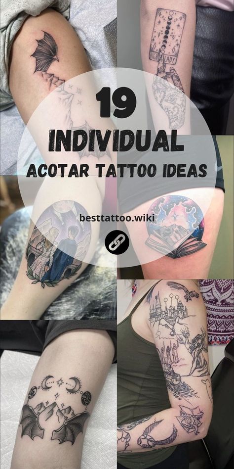 Embark on a journey through the mystical world of ACOTAR with our top 19 tattoo ideas for 2024! Explore a diverse array of designs inspired by Feyre's captivating journey and the enchanting magic of the Night Court. Whether you're drawn to small and subtle tattoos or intricate designs featuring mountain vistas and feathery wings, let these tattoos inspire your own magical transformation. Custom Tattoo Design Ideas, Feyre Mating Tattoo, Valeris Tattoo Acotar, Cassian Tattoo Acotar, A Court Of Wings And Ruin Tattoo, Ravenhood Series Tattoo, Acotar Tattoos Mountain, Night Court Tattoo Ideas, A Court Of Thorns And Roses Tattoos