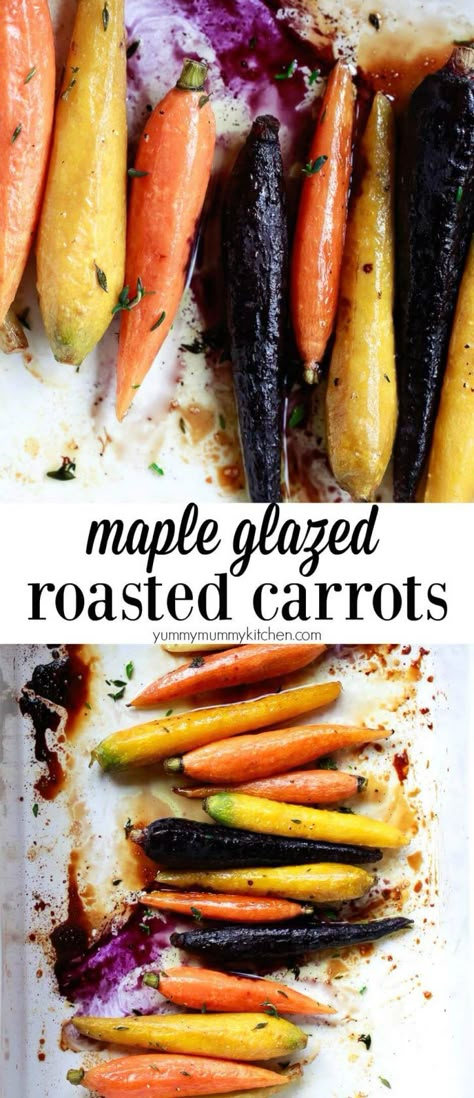 Roasted Whole Carrots, Glazed Roasted Carrots, Truffle Mashed Potatoes, Golden Bday, Easy Healthy Side Dishes, Oven Roasted Carrots, Kitchen Chemistry, Carrots Side Dish, Roasted Rainbow Carrots