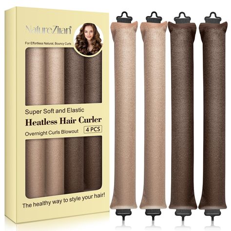 PRICES MAY VARY. GET CURLS WITHOUT HAIR DAMAGE: Traditional heat styling methods can cause damage to hair over time, but these heatless hair curlers offer a healthier alternative, promoting stronger and healthier hair. FOR ALL HAIR TYPES: These heatless curlers are suitable for all hair types and textures, and are perfect for setting natural curls or adding volume to fine or straight hair. WEAR THEM DAY AND NIGHT: The flexible design of these flexi rods eliminates the need for pins or clips, mak Curlers For Short Hair, No Heat Hair, Blowout Curls, Hair Rods, No Heat Hair Curlers, Heatless Curlers, Curling Rods, Heatless Hair, Curls No Heat