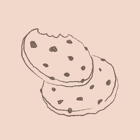 Cookie Cute Drawing, Cookie Illustration Design, Cookie Line Art, Cookies Drawing Illustration, Cookie Drawing Easy, Cookies Graphic Design, Bakery Doodles, Cookie Sketch, Drawing Cookies