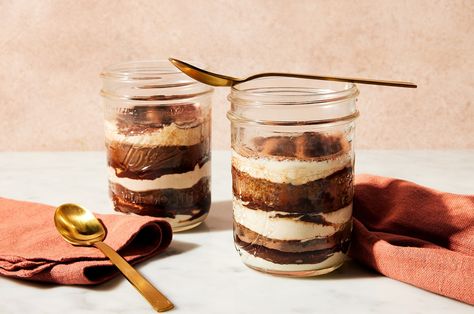 Tiramisu for Two Recipe | King Arthur Baking Tiramisu For Two, Recipes To Bake, King Arthur Baking, Leftover Cake, Wide Mouth Mason Jars, Espresso Powder, Mascarpone Cheese, Pudding Desserts, Coffee Cream