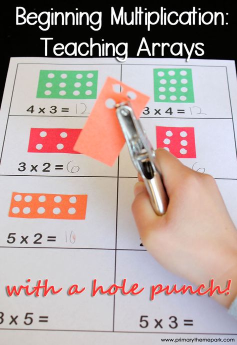 Teach students how to make multiplication arrays using construction paper and a hole punch in this fun and engaging math activity. Beginning Multiplication, Multiplication Arrays, Multiplication Strategies, Learning Multiplication, Multiplication Activities, Teaching Multiplication, Math Multiplication, Math Tutor, Third Grade Math