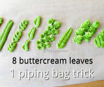 Buttercream Leaves, Leaf Piping Tip, Diy Piping Bag, Buttercream Techniques, Diy Leaf, Russian Piping Tips, Piping Tip, Royal Icing Flowers, Piping Flowers