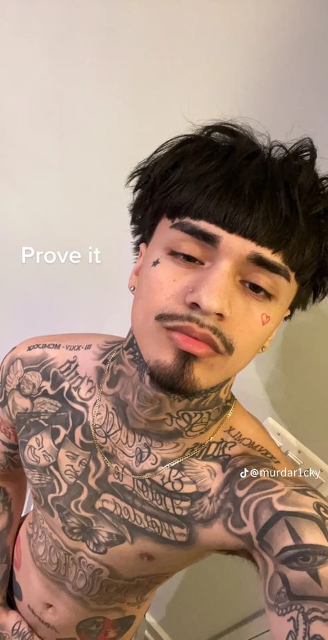 Murda Ricky Tattoos, Ricky The Edgar, Ricky Murda Tattoo, Ricky Edgar, Latino Hairstyles, Fine Hispanic Guys, Face Tattoo Men, Edgar Haircut, Men With Tattoos