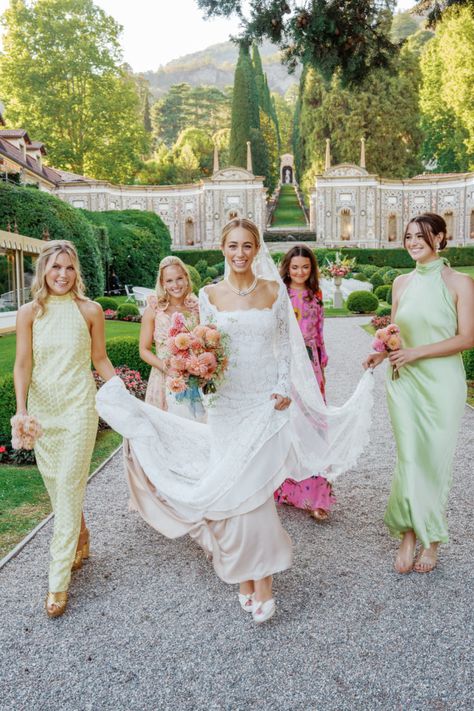 Elaina Fagan, Lace Wedding Gown, Lake Como Wedding, Slim Aarons, Vintage Bridal, Wedding Weekend, Bride Wear, Over The Moon, Maid Of Honor