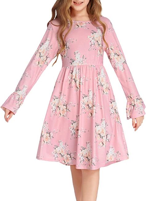 Dresses With Pockets, Website Ideas, Printed Casual Dresses, Fun Time, Girls Long Sleeve, Trending Dresses, Swing Dress, Formal Dress