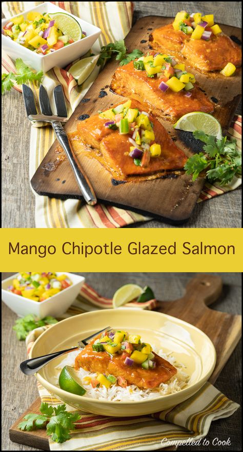 Spicy Mango Glazed Salmon, Mango Salmon, Fresh Mango Salsa, Pescetarian Recipes, Glazed Salmon, Mango Salsa, Grilled Salmon, Favorite Comfort Food, Pinterest Recipes