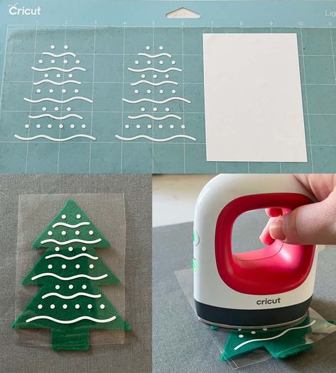 Vinyl On Felt, Cricut Christmas Party Decorations, Cricut Felt Ornaments Diy, Cricut Felt Projects Christmas, Cricut Felt Projects, Vinyl Christmas Ornaments, Diy Felt Christmas, Cricut Ornaments, Felt Ornaments Diy