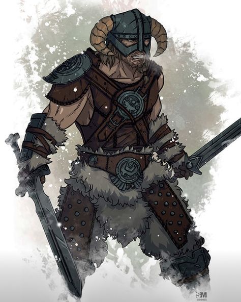 Skyrim Dragonborn Art, Skyrim Fanart Dragonborn, Skyrim Character Design, Nord Skyrim, Skyrim Oc, Dragonborn Skyrim, Skyrim Dragonborn, Skyrim Fanart, Scrolls Game