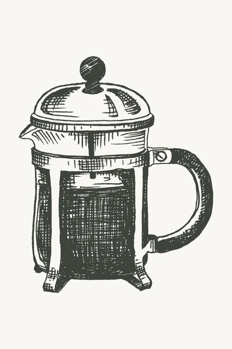 La cafetière à piston, également connue sous le nom de french press, est une méthode de préparation de café très populaire et facile à utiliser. Cette méthode douce met en valeur les caractéristiques du café en lui conférant un corps riche et une texture agréable. French Press Illustration, Bodum French Press, French Press, Cookies Et Biscuits, Illustrations, Texture