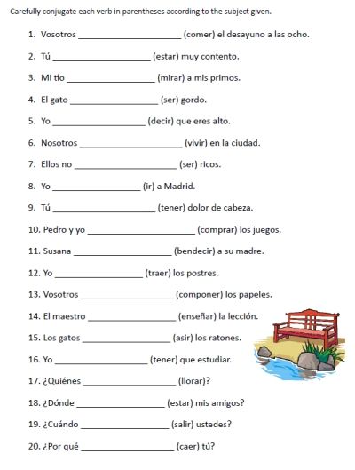 Beginner Spanish Worksheets, Spanish Exercises, Spanish Verb Conjugation, Spanish Learning Activities, Spanish Practice, Spanish Classroom Activities, Verb Conjugation, Spanish Worksheets, Spanish Lesson Plans