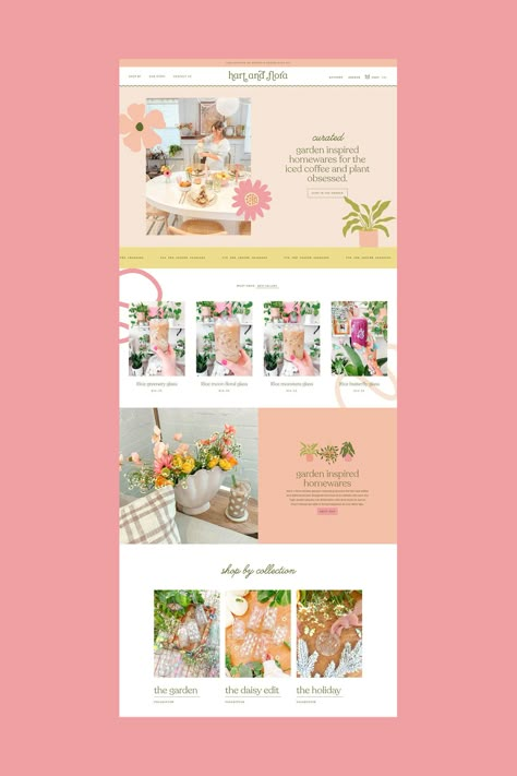 Floral Website, Website Branding Design, Feminine Web Design, Floral Branding, Beautiful Website Design, Website Design Inspiration Layout, Custom Brand Design, Cute Website, Beautiful Websites