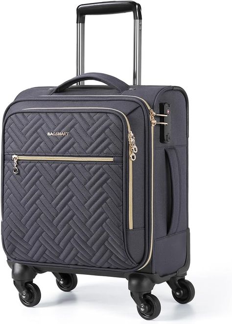 Amazon.com | BAGSMART Underseat Carry On luggage Airline approved, 16-inch Softside Underseater Travel Suitcase with Spinner Wheels Lightweight Overnight Bag Small Rolling Carry-on for Women Men Weekender,Grey | Carry-Ons Underseat Carry On, Travel Clothes, Travel Suitcase, Suitcase Traveling, Carry On Luggage, Overnight Bag, Travel Outfit, Small Bags, Carry On