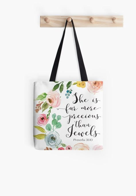 Bible Tote Bag Painting Ideas, Painted Canvas Bags, Custom Canvas Bag, Proverbs 31 10, Sublimacion Ideas, Canvas Bag Design, Pioneer Gifts, Handpainted Bags, Painted Tote