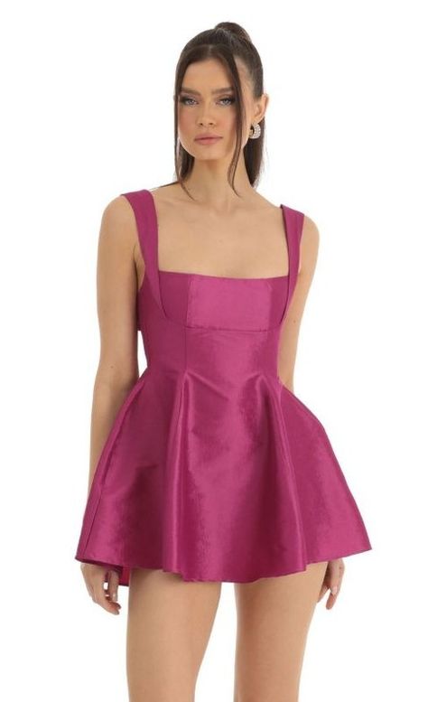 $19.93+Shipping= Elegant Silky Bowknot Back Fit & Flare Mini Dress > https://pekosa.com/products/elegant-fit-flare-dress-silky-back-bowknot > #alinedress #alinedresses #banquetdress #cocktaildress #cocktaildresses #springsummerdress #summerdress #summerdresses > 🧼 Match with Your Favorites: 🧼 Pair with boots, heels, or sneakers, and accessorize with necklace, handbag, earrings, and bracelets for a look that's uniquely you! Dirndl Outfit, Lucy In The Sky, Flare Mini Dress, Dress Spaghetti, Satin Mini Dress, Stylish Wedding, Flowy Skirt, Custom Dresses, Womens Clothing Sizes