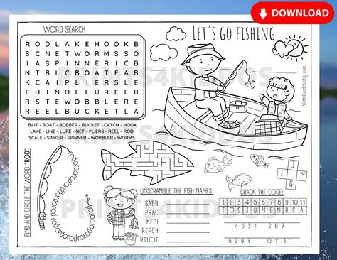 Fishing Poster, Kids Computer, Summer Activity, Kids Fishing, Activity Mat, Game Prices, Kids Projects, Printable Activities For Kids, Kids Coloring