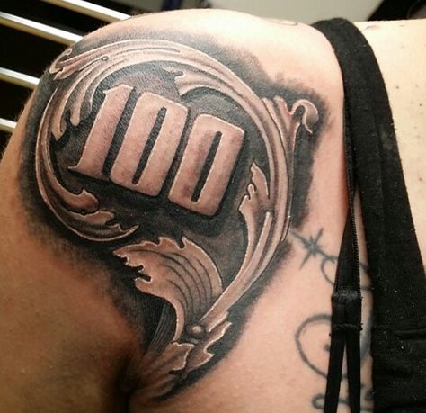 100 Lv Tattoo Ideas, East Los Angeles Tattoo, Year 2000 Tattoo, Play For Keeps Tattoo, 100 Tattoo Design, 100 Dollar Bill Tattoo Designs, Money Hungry Tattoo, Dollar Bill Tattoo, 100 Dollar Bill Tattoo