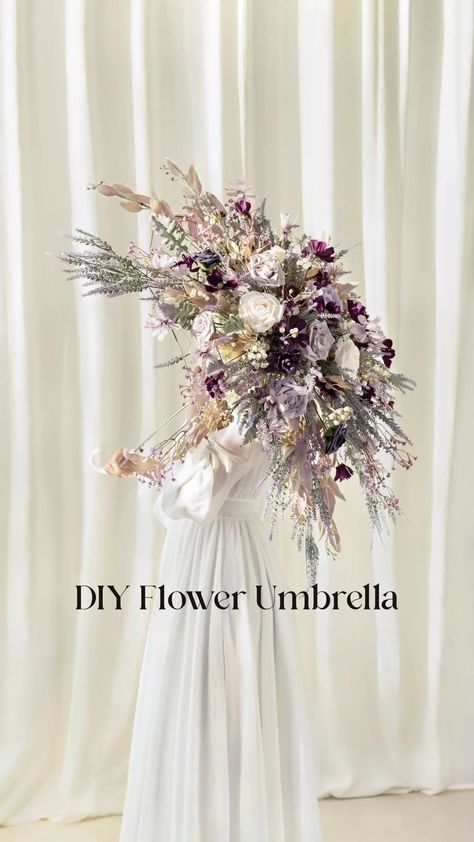 Ling's Moment | Artificial Floral & Wedding Decor | Elegant, feminine and whimsical, this DIY flower umbrella is the unique touch you've been searching for for your bridal style. Send this… | Instagram Flower Umbrella Diy, Vivian James, Umbrella Flowers, Umbrella Diy, Floral Wedding Decor, Flower Umbrella, Bridal Umbrella, Floral Umbrellas, Bride Entry