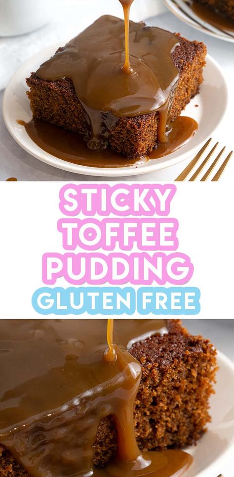 Gluten Free Sticky Toffee Pudding Recipe - BEST EVER! Carrot Cake Pudding, Date Cakes, Toffee Pudding Cake, Sticky Toffee Pudding Cake, Toffee Popcorn, English Desserts, Sticky Date Pudding, Cake Pudding, Date Pudding