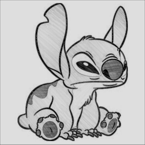 Stitch Drawings Of Stitch, Evil Stitch Tattoo, Schetch Ideas Easy, Stitch Drawing Ideas, Pictures Of Stitch To Draw, Stitch Disney Sketch, Stitch Sketch Easy, Stitch Black And White, Drawing Ideas Stitch