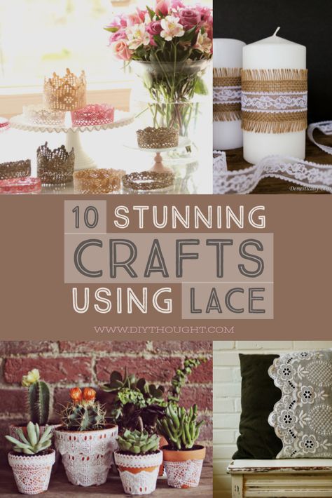 10 Stunning Crafts Using Lace - diy Thought Vintage Lace Crafts Ideas, Crafts Using Lace Ideas, Lace Projects Craft Ideas, Crafts With Lace, Lace Crafts Ideas, Lace Ribbon Crafts, Vintage Lace Crafts, Lace Crafts Diy, Lace Diy Projects