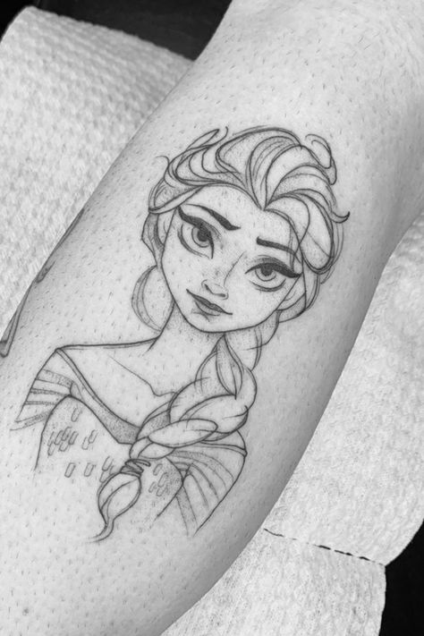 Elsa Tattoo Frozen, Frozen Tattoo Disney, Elsa Tattoo, Frozen Tattoo, Girl Goals, Disney Princess Tattoo, Princess Tattoo, Disney Princess Elsa, Leg Sleeve