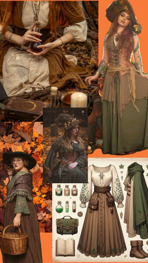 Apothecary Outfit Medieval, Fantasycore Fashion, Casual Ren Faire Outfit, Forest Witch Costume, Ren Faire Witch, Corset With Skirt, Faire Outfit, Fall Witch, Cottagecore Witch