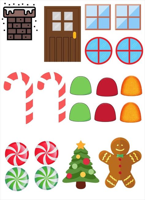 Paper Gingerbread Houses, Gingerbread House Kindergarten, Gingerbread House Craft Preschool, Gingerbread House Cutouts, X App Icon, Gingerbread Door, December Preschool, Gingerbread House Craft, Cardboard Gingerbread House