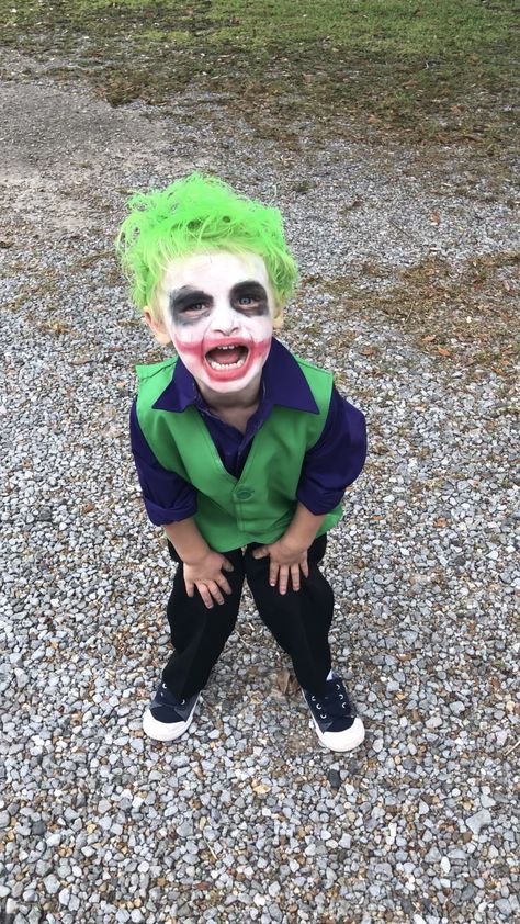 Joker Costume. Toddler. Green Hair Don’t Care. Halloween Toddler Joker Costume, Joker Toddler Costume, Billy Madison Costume, Billy Butcherson, Billy Madison, Halloween Green, Costume Toddler, Joker Costume, Diy Halloween Costume