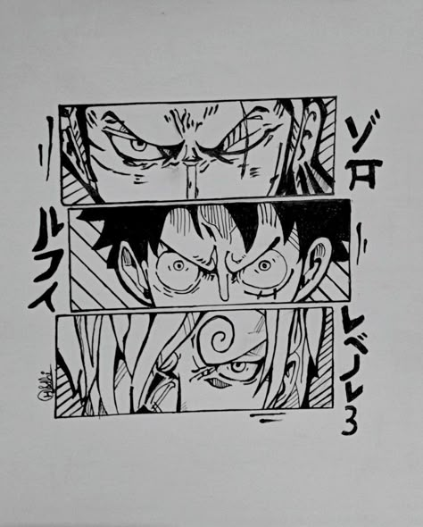 Anime Trio Tattoo Ideas, One Piece Monster Trio Tattoo, Monster Trio One Piece Wallpaper, One Piece Sketch Drawing, One Piece Stencil, One Piece Tattoo Ideas Design, One Piece Anime Drawing, Zoro One Piece Manga, Monster Trio One Piece