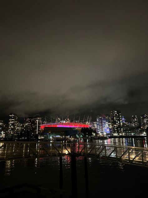 Downtown Vancouver At Night, Vancouver Night Aesthetic, Downtown Vancouver Aesthetic, Canada Vancouver City, Vancouver Bridge, Vancouver Aesthetic, Vancouver Night, Cities Aesthetic, Vancouver Canada Photography