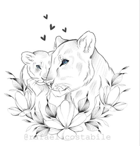 230+ Lioness Tattoo Ideas and Designs (2023) - TattoosBoyGirl Mother Animal Tattoo Ideas, Lioness Drawing Tattoo Ideas, Lioness Tattoo Ideas, Lion And Cub Tattoo, Lion Tattoo Images, Lioness And Cub Tattoo, Mutterschaft Tattoos, Mama And Daughter, Cubs Tattoo