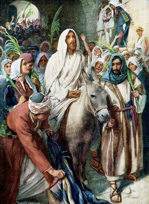 Palm Sunday Blessings 4-09-17 Triumphal Entry, Religious Pictures, Bible Images, Bible Pictures, Jesus Painting, Jesus Christ Images, Palm Sunday, Biblical Art, Jesus Lives