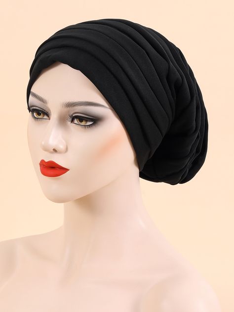 Solid Ruched Head Wrap Head Turban, Turban Style, Turban Hat, Head Wrap, Black Casual, Amazing Products, Head Wraps, Hair Band, Hats For Women