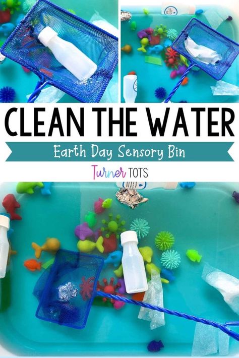 Recycle Lesson Plans Preschool, Save The Earth Preschool Activities, Nature Activities For Infants, Environment Activities For Preschool, Pollution Sensory Bin, Earth Crafts Preschool, Earth Day Sensory Bin, Nature Sensory Bin, Earth Day Sensory