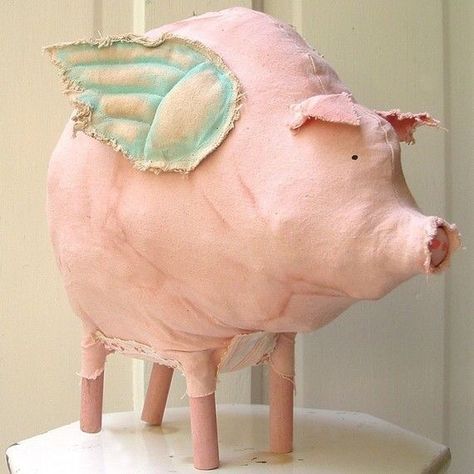 Pink Pig Gift Ideas, Pig Fabric, Flying Pigs, When Pigs Fly, Pigs Fly, Pig Art, Paper Mache Crafts, Flying Pig, This Little Piggy