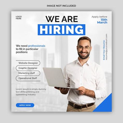 We are hiring job vacancy social media p... | Premium Psd #Freepik #psd #banner Job Vacancy Poster Design, Job Hiring Poster Creative, We Are Hiring Creative Poster Design, We Are Hiring Creative Ads, Job Posting Design, Hiring Creative Ads, Vacancy Poster Design, Job Vacancy Design, We Are Hiring Design