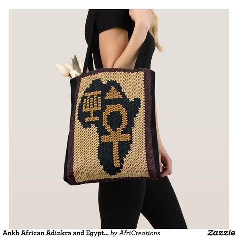 Egyptian Crochet Free Pattern, Crochet Egyptian, Egyptian Symbols, Crochet Tote Bag, African Style, Crochet Tote, Tapestry Crochet, Free Tutorial, Ancient Egypt