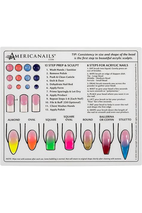 Americanails Mini Acrylic Nail Training Mat - Silicone Trainer Sheet for Application Practice, Flexible Roll Up Pad Template for Acrylic Fingernails, Learn How to Apply Acrylic Nails Nail Art Theory, Acrylic Nail Guide, Acrylic Nail Training, How To Practice Acrylic Nails, Acrylic Nail Practice Hand, Acrylic Nail Supplies List For Beginners, How To Apply Acrylic, Nail Art Book, Nail Art Practice Template