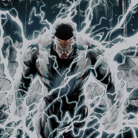 Black Lightning Art, Jefferson Pierce, Thunder And Lighting, Lightning Art, Black Superheroes, Dragon Wallpaper, Dragon Wallpaper Iphone, Justice Society, Blue Crayon