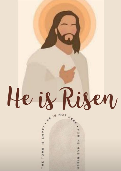 He Is Risen Aesthetic, He Is Risen Wallpaper Aesthetic, He Has Risen Aesthetic, Jesus Is Risen Illustration, He’s Not Here He’s Risen, The Tomb Is Empty, Festival Quotes, Empty Tomb, Worship God