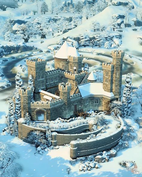 Winter Castle || no CC I built with the new Sims 4 Kit an old castle in Henford on Bagley ❄️ I hope you like it! 🎬 Speedbuild available #TheSims4 #sims4build #ts4 #thesims #sims4 #sims #sims4castlekit #thesims4castleestatekit #showusyourbuilds #simspiration #youmakethesims #simtimes #sims4houses Sims 4 Castle No Cc, Henford On Bagley, Sims 4 Castle Download, Old Castle, Sims 4 Floorplan, Castle House Plans, Castle Plans, Castle House, Dreamy Room