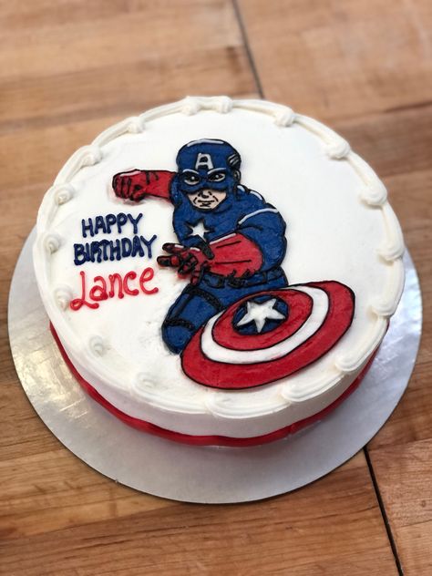 Captain America Birthday Cake, Captain America Birthday, Train Birthday Cake, America Birthday, Train Birthday, Captain America, Birthday Cake, Cake, Birthday